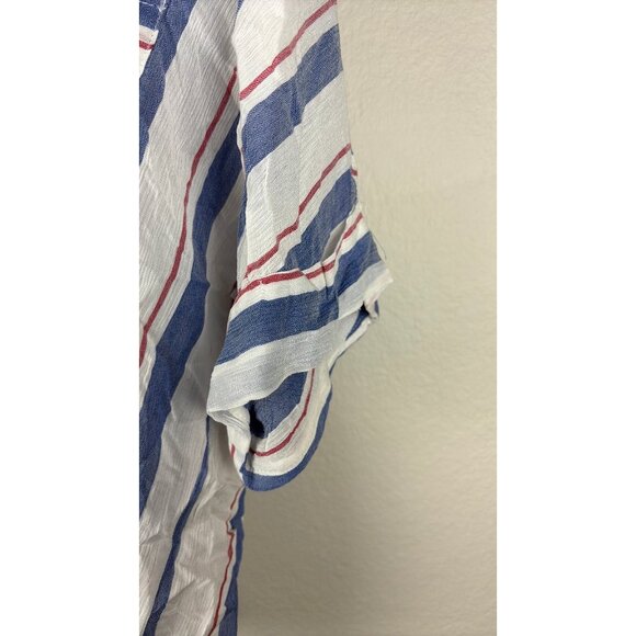 The Good Jane - Small - Relaxed Button-Down Shirt With Stripes & Drawstring - Picture 5 of 6